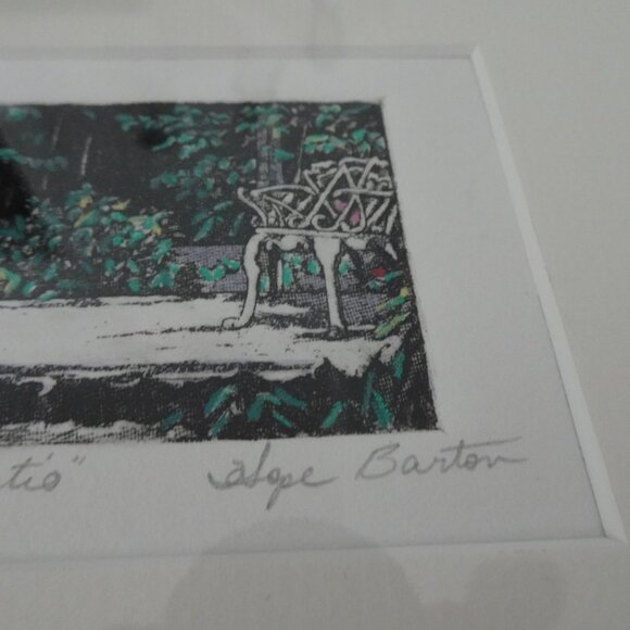 Hope Barton "Patio" Print Miniature Outdoor Landscape Cottage Signed Numbered - Picture 6 of 10